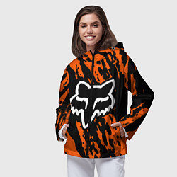 Ветровка с капюшоном женская FOX MOTOCROSS ORANGE, цвет: 3D-черный — фото 2