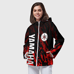 Ветровка с капюшоном женская Yamaha - Красные пятна, цвет: 3D-белый — фото 2