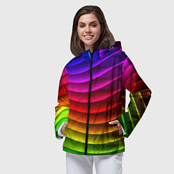 Ветровка с капюшоном женская Color line neon pattern Abstraction Summer 2023, цвет: 3D-черный — фото 2
