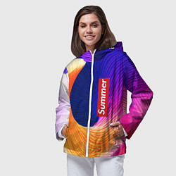 Ветровка с капюшоном женская Цветная волна Summer, цвет: 3D-белый — фото 2