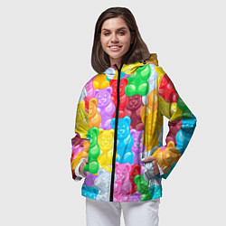 Ветровка с капюшоном женская Мармеладные мишки разноцветные, цвет: 3D-черный — фото 2