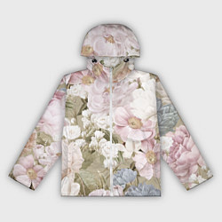Ветровка с капюшоном женская Цветы Английский Садовый Узор, цвет: 3D-белый