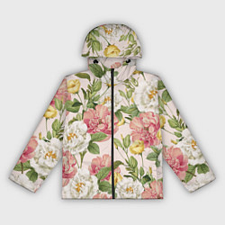 Ветровка с капюшоном женская Цветы Английские Розы, цвет: 3D-черный