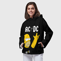 Ветровка с капюшоном женская AC DC ГОМЕР СИМПСОН SIMPSONS, цвет: 3D-черный — фото 2