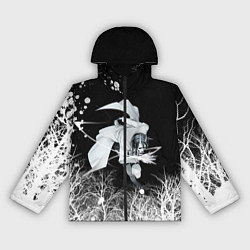 Ветровка с капюшоном женская Белый Неон над лесом White Neon, цвет: 3D-черный