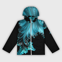 Женская ветровка Черный с голубым неоновый фрактал Ледяная абстракц
