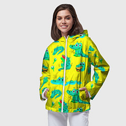 Ветровка с капюшоном женская GREEN CROCODILES, цвет: 3D-белый — фото 2