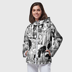Ветровка с капюшоном женская Log Horizon pattern, цвет: 3D-белый — фото 2