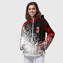 Ветровка с капюшоном женская Ac milan краска, цвет: 3D-белый — фото 2