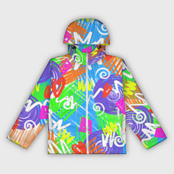 Ветровка с капюшоном женская Яркий геометрический принт на белом фоне, цвет: 3D-белый