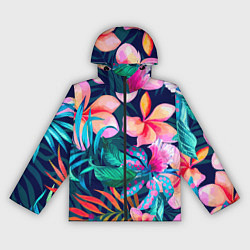 Женская ветровка Яркие тропические цветы Лето
