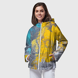 Ветровка с капюшоном женская Извержение Красок, цвет: 3D-белый — фото 2