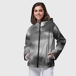 Ветровка с капюшоном женская В серых тонах абстрактный узор gray abstract patte, цвет: 3D-черный — фото 2