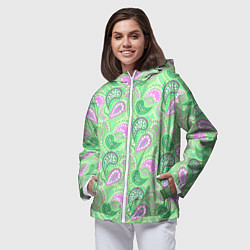 Ветровка с капюшоном женская Turkish cucumber green background, цвет: 3D-белый — фото 2