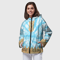 Ветровка с капюшоном женская Славянская тай-дай рубаха, цвет: 3D-черный — фото 2