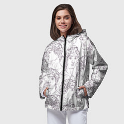 Ветровка с капюшоном женская Узор Рисунок статуи Давида Микеланджело, цвет: 3D-черный — фото 2