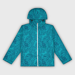 Женская ветровка Синие листья монстеры на голубом