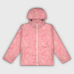 Женская ветровка Бежевые листья монстеры на розовом