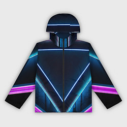 Ветровка с капюшоном женская Неоновые фигуры во тьме - Голубой, цвет: 3D-черный