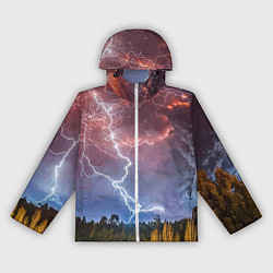 Женская ветровка Грозовые разряды молний над лесом