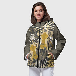 Ветровка с капюшоном женская Жирафы в тропиках, цвет: 3D-черный — фото 2
