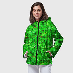 Ветровка с капюшоном женская Зелёные листья - текстура, цвет: 3D-черный — фото 2