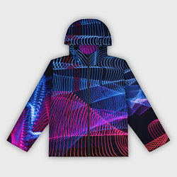 Ветровка с капюшоном женская Неоновые электронные волнообразные линии, цвет: 3D-черный