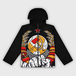 Ветровка с капюшоном женская Герб СССР на черном фоне, цвет: 3D-черный