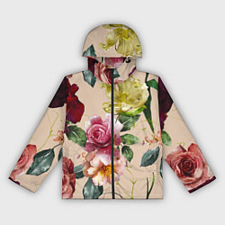 Женская ветровка Цветы Нарисованные Красные Розы и Лилии