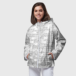Ветровка с капюшоном женская Паттерн футарк, цвет: 3D-белый — фото 2