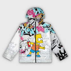 Ветровка с капюшоном женская Барт Симпсон на фоне стены с граффити, цвет: 3D-черный