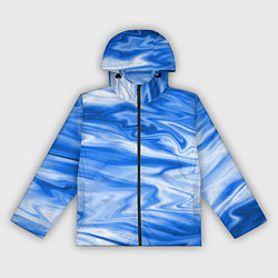 Ветровка с капюшоном женская Бело синий абстрактный фон Волны, цвет: 3D-черный