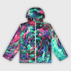Ветровка с капюшоном женская Абстрактные волны огоньков, цвет: 3D-белый