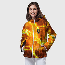 Ветровка с капюшоном женская Lamborghini - яркие молнии, цвет: 3D-белый — фото 2