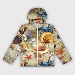 Женская ветровка Морские раковины, кораллы, морские звёзды на песке