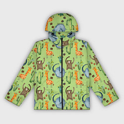 Женская ветровка Африканские животные - слон обезьянка жираф