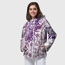 Ветровка с капюшоном женская Фиолетовые мандалы, цвет: 3D-белый — фото 2