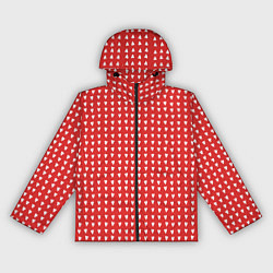 Ветровка с капюшоном женская Красные сердечки паттерн, цвет: 3D-черный