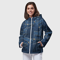 Ветровка с капюшоном женская Джинсовка jeans, цвет: 3D-белый — фото 2