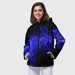Ветровка с капюшоном женская Синяя звуковая волна, цвет: 3D-черный — фото 2