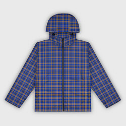 Ветровка с капюшоном женская Синий с горчичным в клетку, цвет: 3D-черный