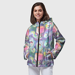 Ветровка с капюшоном женская Будь кубиком среди пузырей, цвет: 3D-черный — фото 2