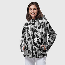 Ветровка с капюшоном женская Черные новогодние кролики, цвет: 3D-черный — фото 2