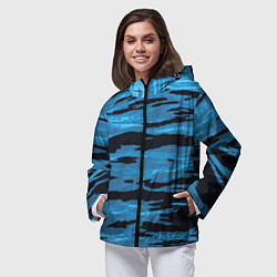 Ветровка с капюшоном женская Волны Камуфляж, цвет: 3D-черный — фото 2