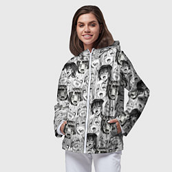 Ветровка с капюшоном женская Разные девушки Ахегао, цвет: 3D-белый — фото 2