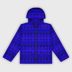 Ветровка с капюшоном женская Скандинавский орнамент Синий кобальт, цвет: 3D-черный