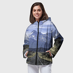 Ветровка с капюшоном женская Мерседес - очередная вершина!, цвет: 3D-черный — фото 2