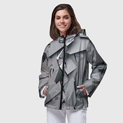Ветровка с капюшоном женская Металлическая хаотичная броня, цвет: 3D-черный — фото 2
