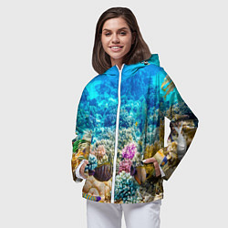 Ветровка с капюшоном женская Дно морское, цвет: 3D-белый — фото 2