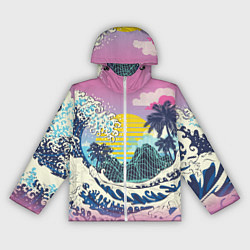 Женская ветровка Штормовые океанские волны и пальмы